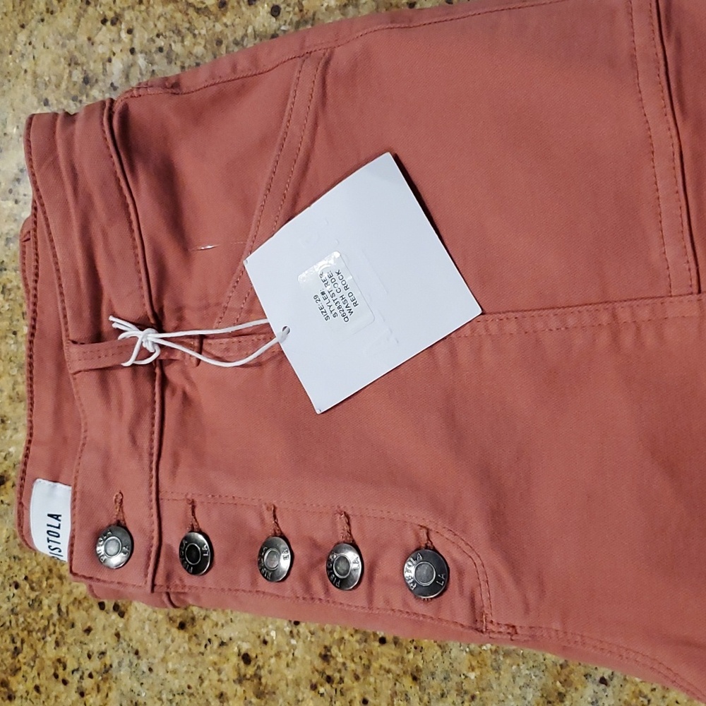 Pistola High Waist Rise Button Fly Straight Leg Denim Jeans Size 29 Red Rock
